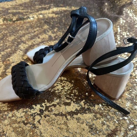 NWT. DOLCE VITA Maren Block Wood Heel Sandals - BLACK - Picture 3 of 16